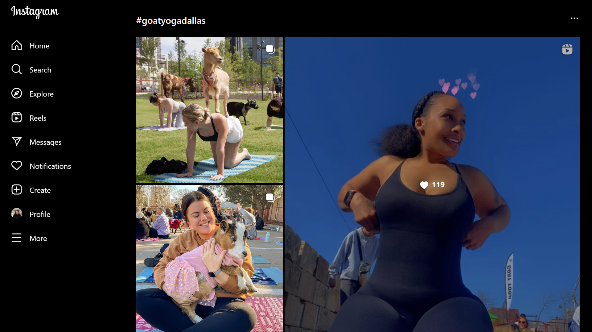 screenshot of hashtag result on instagram
